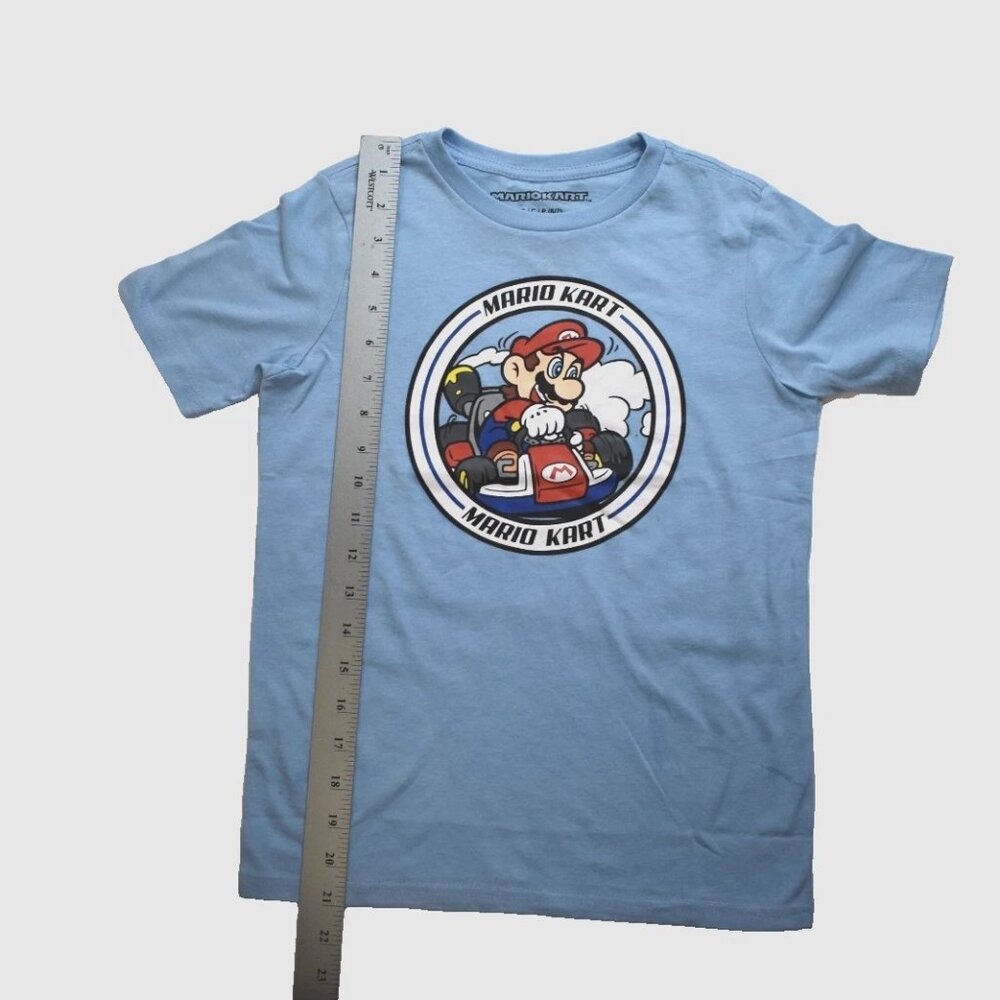 Mario Kart Youth Boys Mario Kart Light Blue Shirt New Small (6/7) - Picture 5 of 6